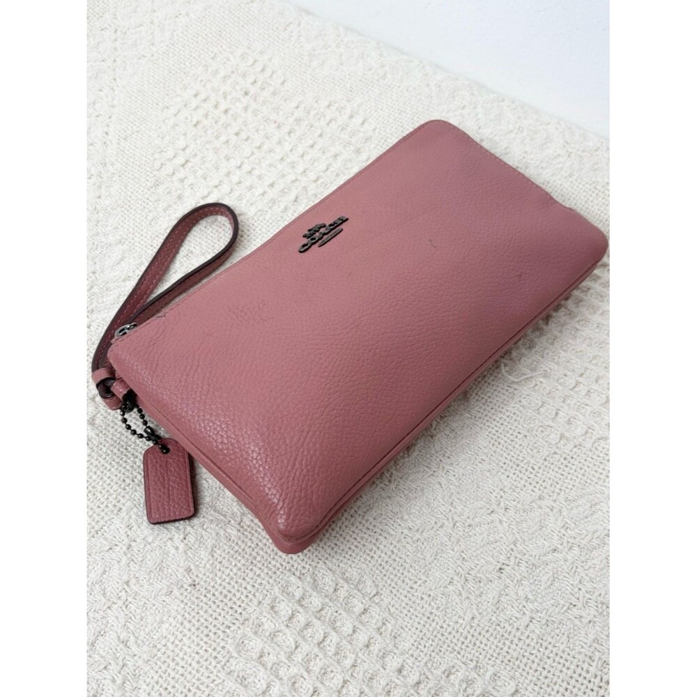 Coach Pink Leather Wristlet Clutch